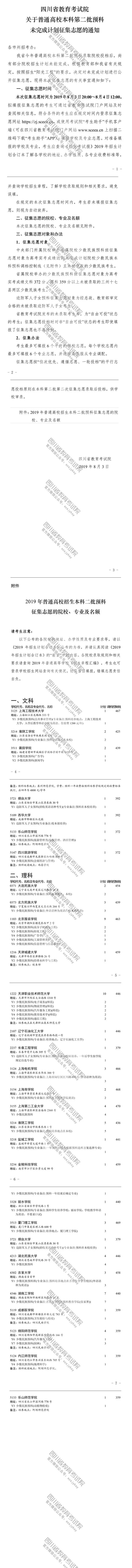 关于普通高校本科第二批预科未完成计划征集志愿的通知